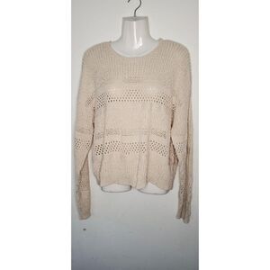 Hooked Up Long Sleeve Mixed Knit Sweater XS Cream